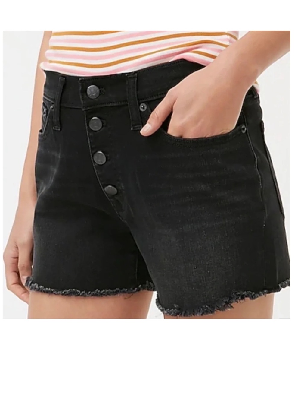 NWT J crew Women’s Black Denim Button-Front Shorts size 28